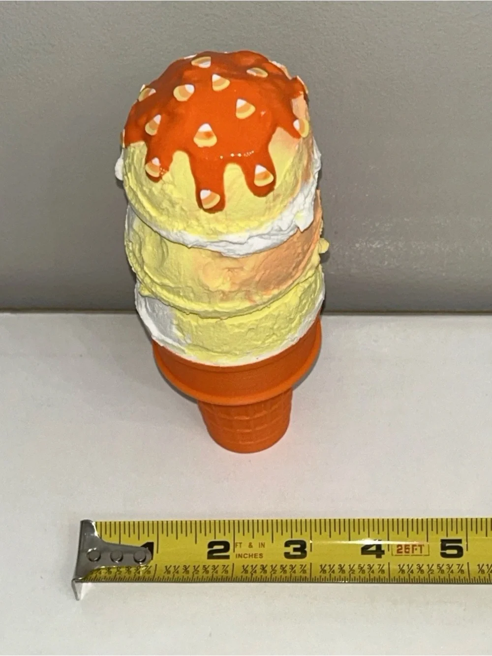 Decorative Orange Candy-Corn Fake Ice Cream Cone Handmade